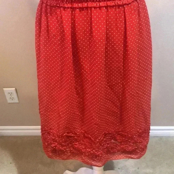 Max Studio Mini Polka Dot Ruffled Elastic Waist w/Flowers along Hem Midi Dress-M - Picture 6 of 10